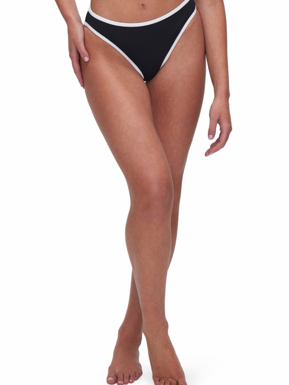 NWT Good American Black Bikini Bottom with White Trim